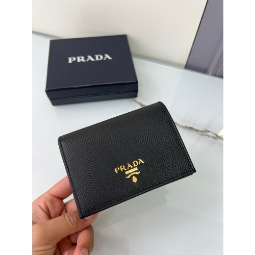 프라다 사피아노 트라이앵글 로고 반지갑 블랙 금장1MV021