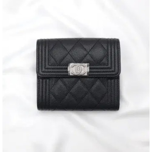 샤넬 보이 똑딱이 캐비어 반지갑 은장 미니