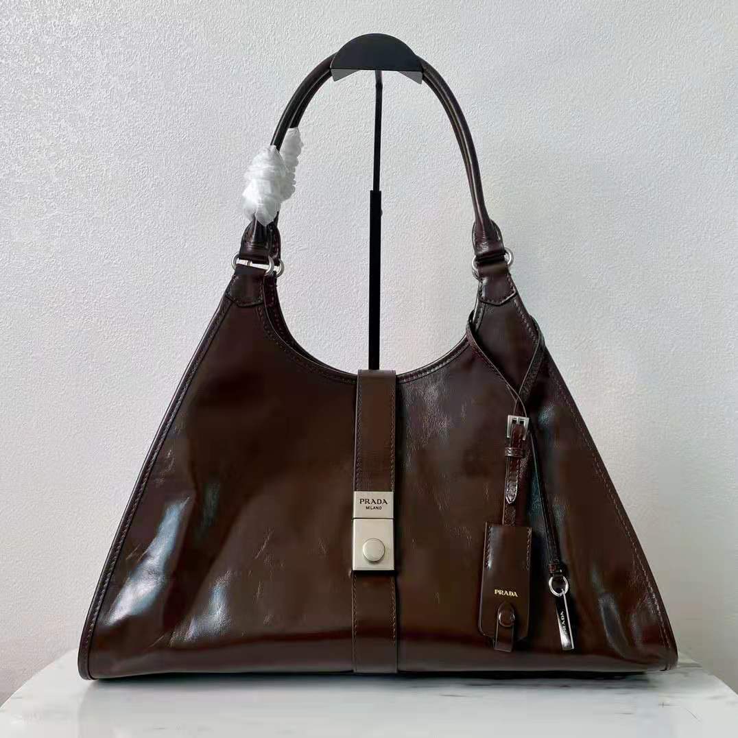 프라다 미디엄 토트백 다크브라운