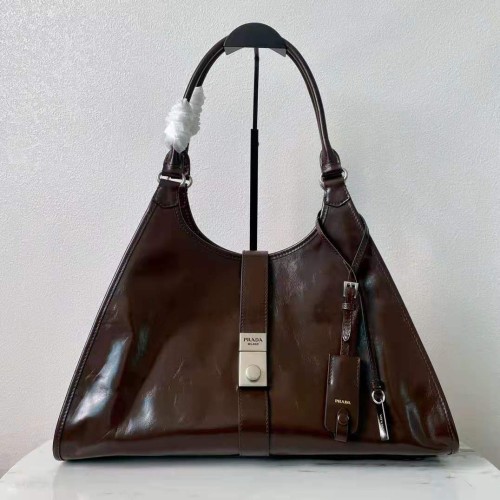 프라다 미디엄 토트백 다크브라운