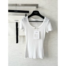 샤넬 퓨어화이트 숏슬리브 코튼