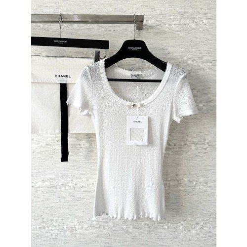 샤넬 퓨어화이트 숏슬리브 코튼