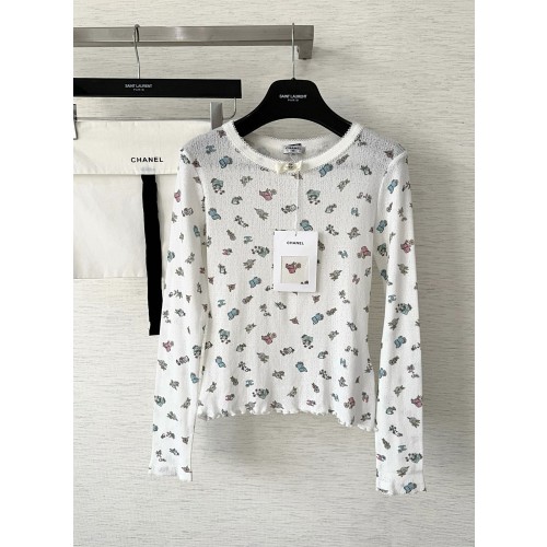 샤넬 퓨어화이트 롱슬리브 코튼