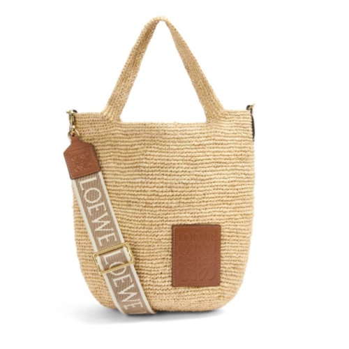 로에베 파울라스 이비자 슬릿 미니 라피아 토트 백