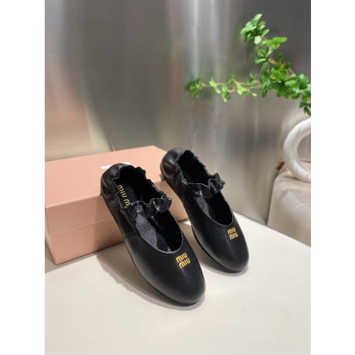 미우미우 루슈 나파 가죽 발레리나 블랙