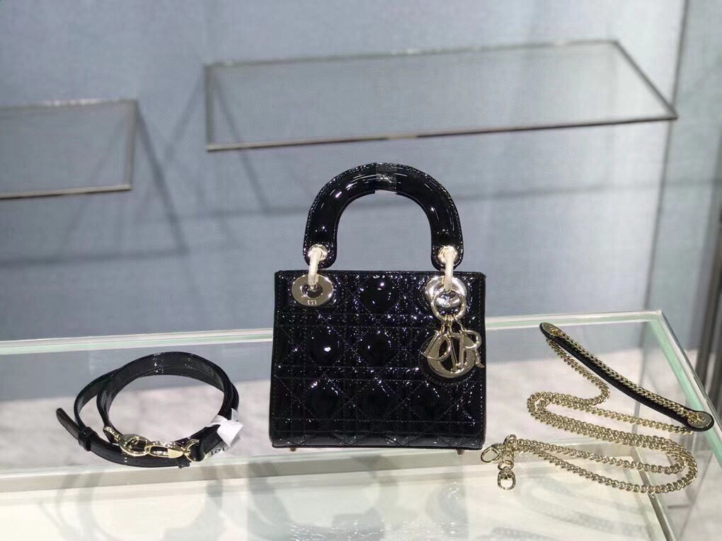 디올 레이디백 페이던트 미니 블랙