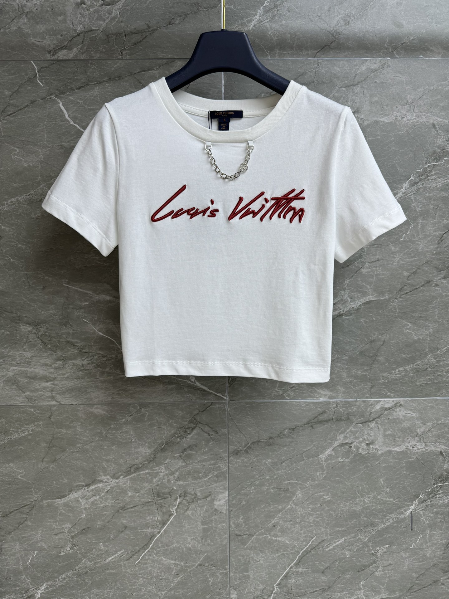 루이비통 시그니처 크롭탑 반팔티