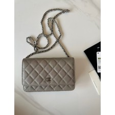 샤넬 WOC 캐비어 가죽 은장