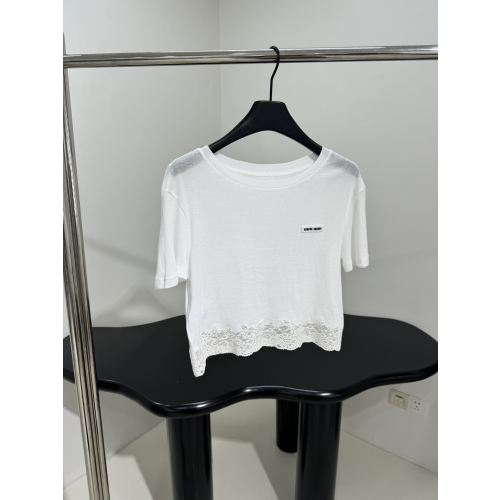 미우미우 25SS 로고 레이스 티셔츠