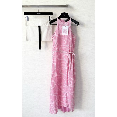 샤넬 슬리브리스 롱 드레스