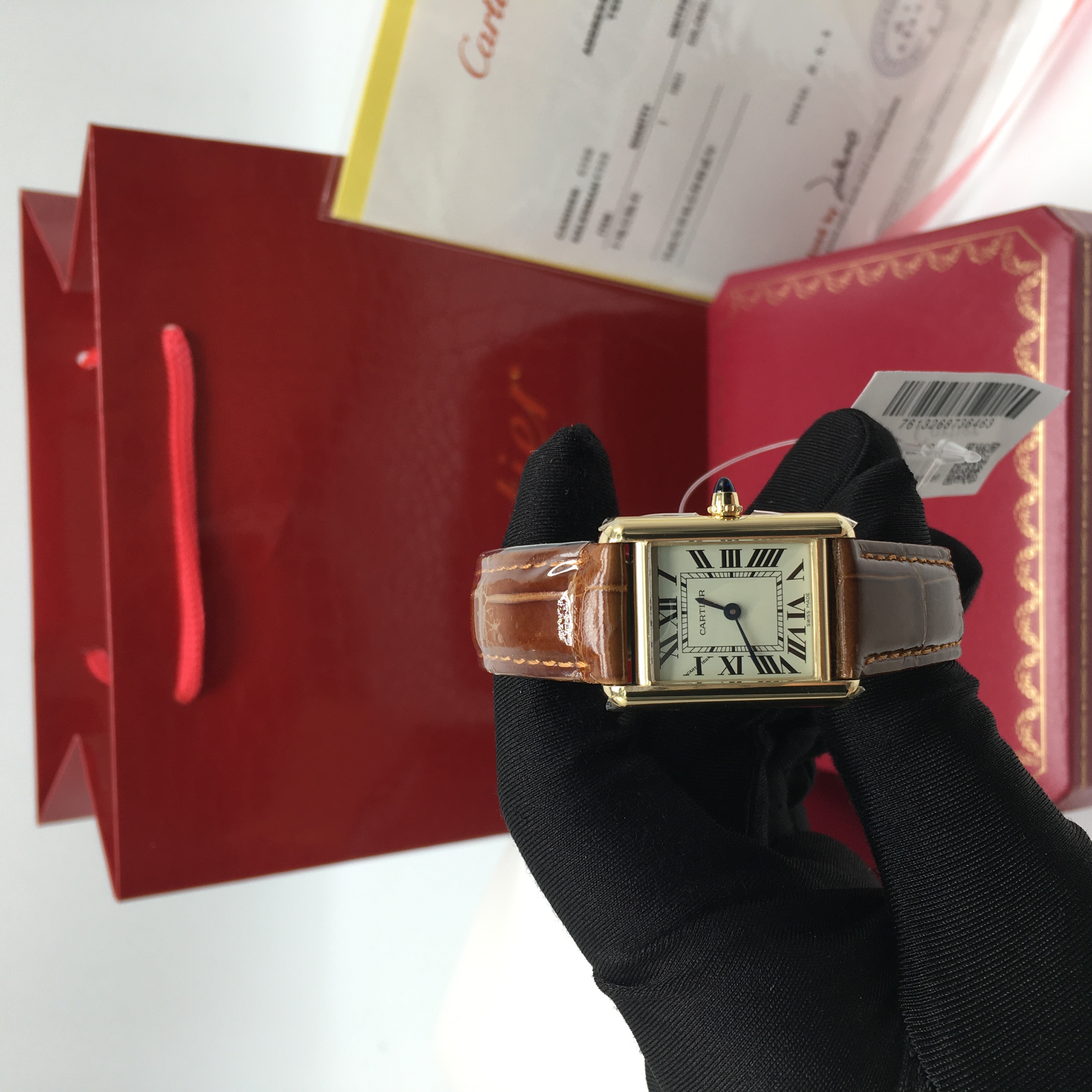 까르띠에 탱크 루이 여성용 스몰 브라운