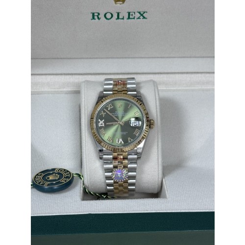 롤렉스 데이저스트 옐로골드 콤비 36mm 올리브 그린 다이아