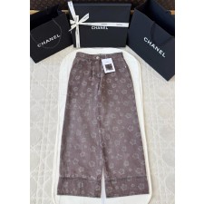 샤넬 워싱 스트레이트 레그 와이드 진