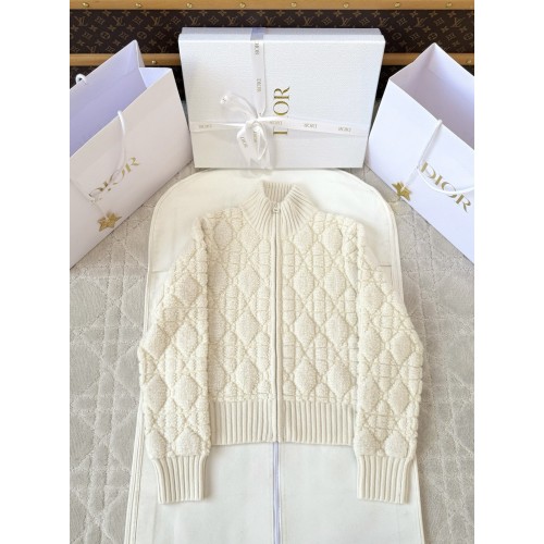 디올 까나쥬 울 니트 지퍼 재킷