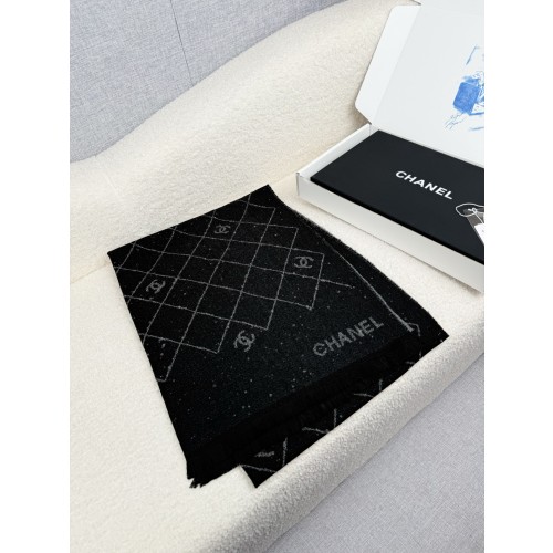 샤넬 퀄팅 로고 스카프