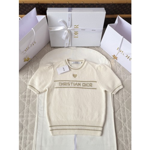 디올 자수 레터링 반팔 스웨터