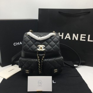 샤넬 투포켓 듀마 백팩 미디움 캐비어 블랙