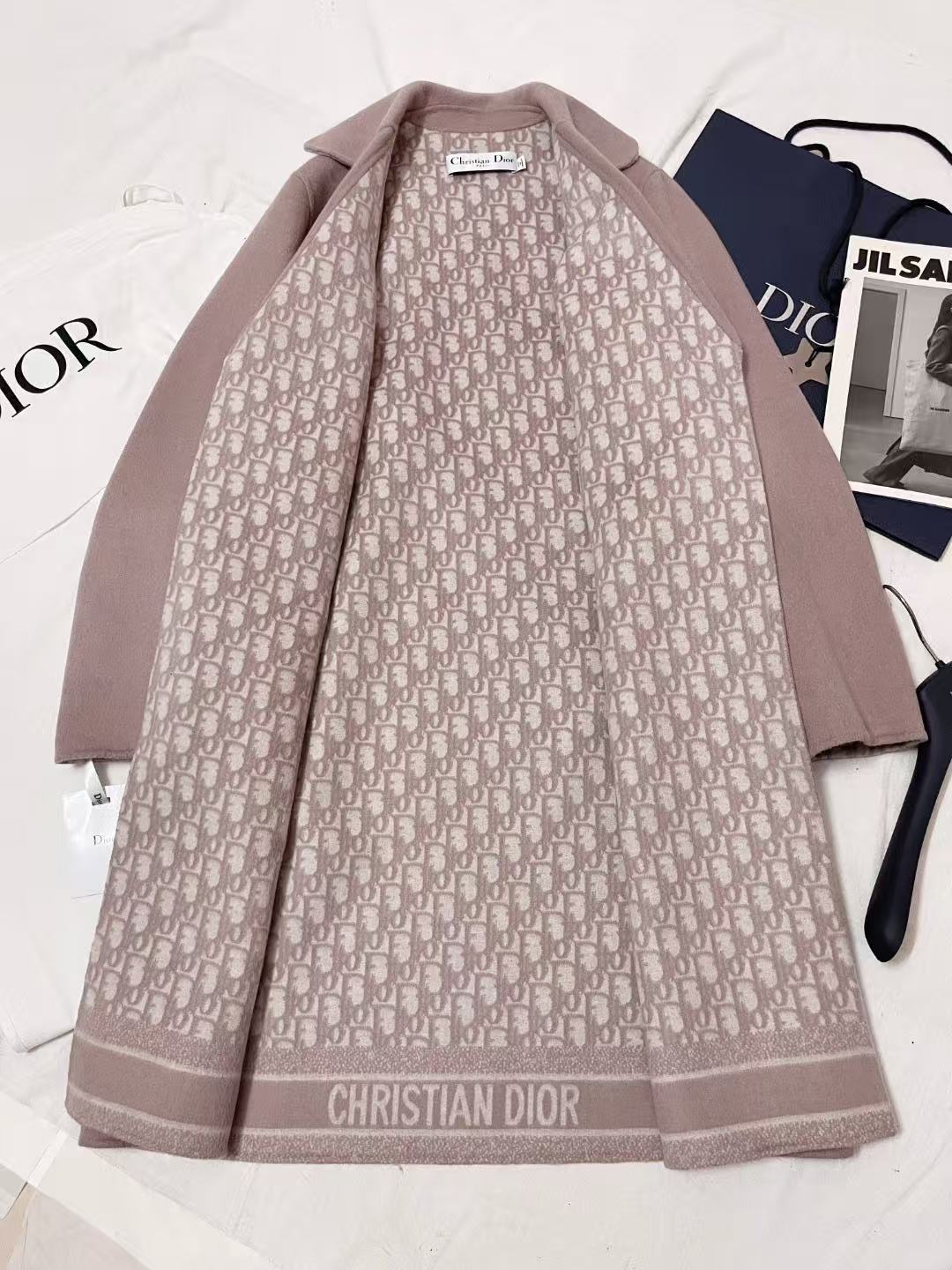 디올 오블리크 후드 울 롱 코트