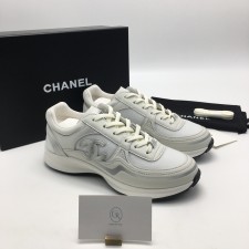 샤넬 메쉬 카프스킨 메탈릭 화이트 실버 크루즈 스니커즈 245~250mm (3일이내 수령가능) 당일출고