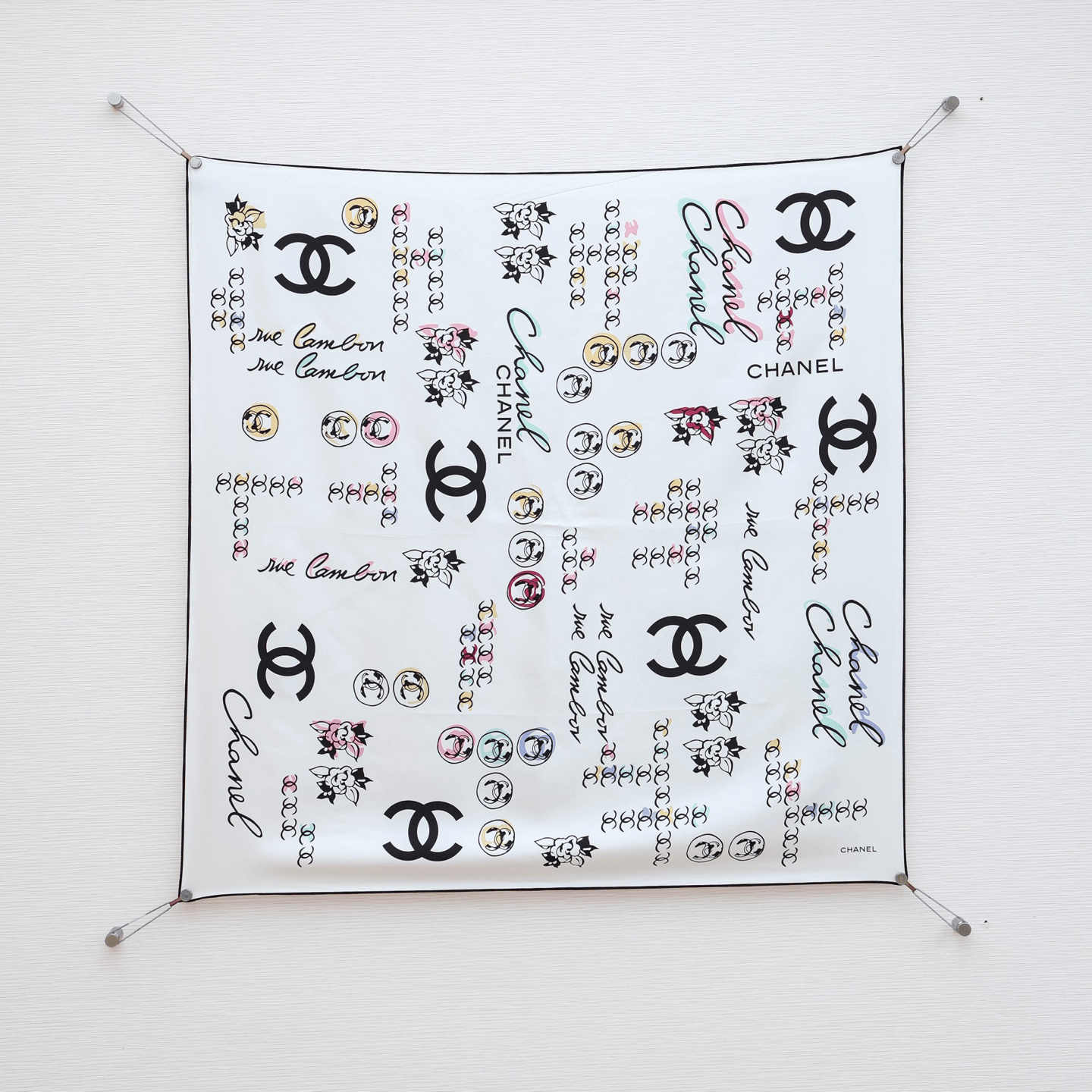 샤넬 90x90cm 100%실크 스카프