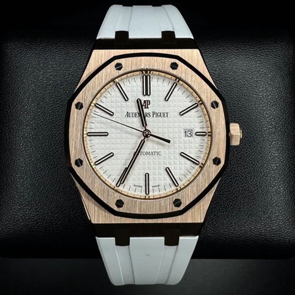 오데마 피게 로얄 오크 로즈 골드 화이트 다이얼 워치 VVIP등급