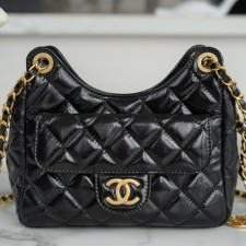 샤넬 샤이니 포켓 호보백 스몰 램스킨 금장 블랙 정품급