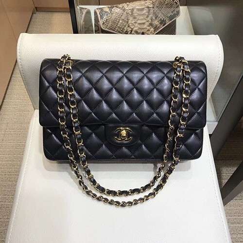 샤넬 램스킨 클래식 플랩백 금장 AS1112