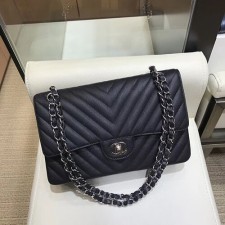 샤넬 쉐브론 클래식 캐비어 은장 BIG V AS1112