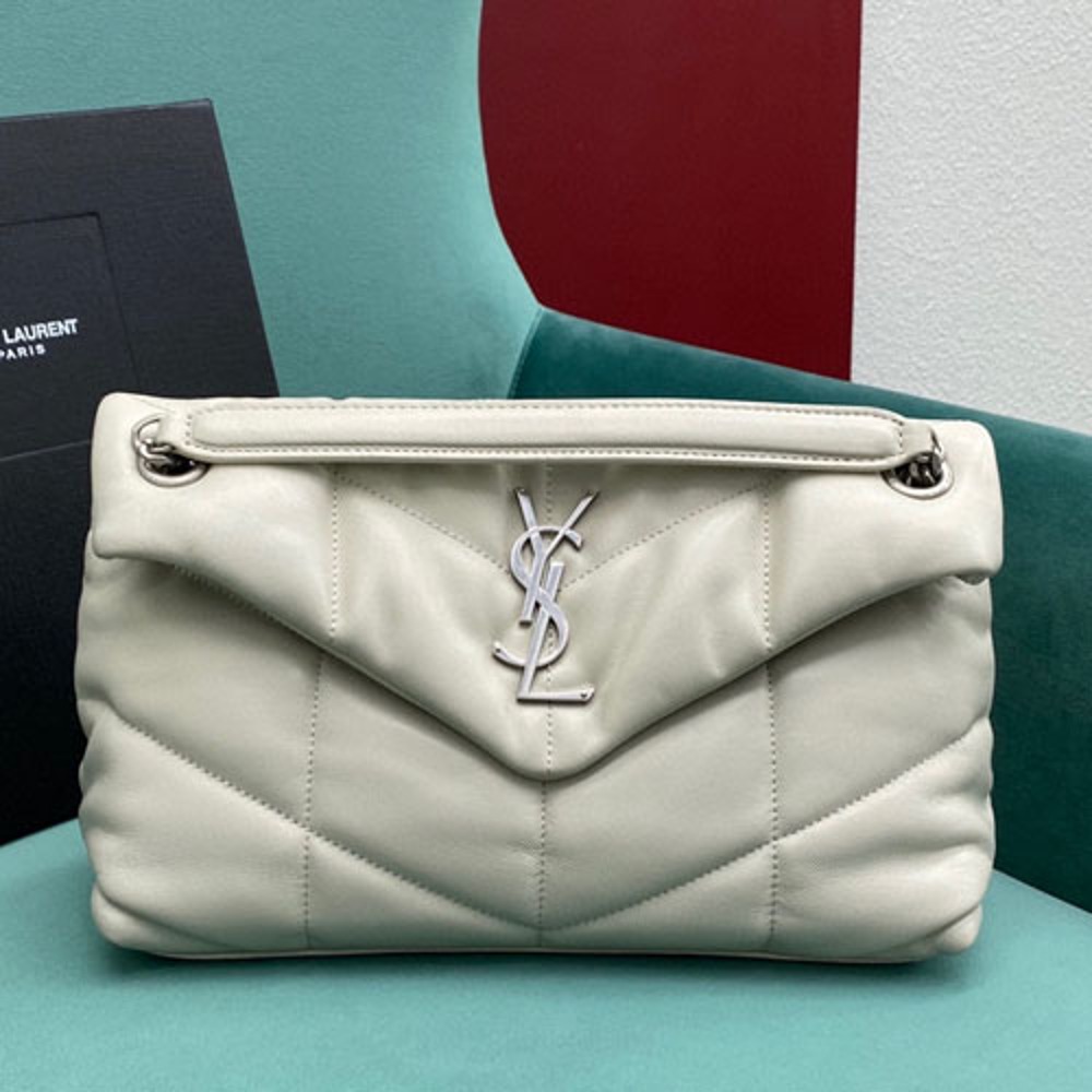 생로랑 루루 푸퍼 스몰 숄더백 은장 화이트 5774761