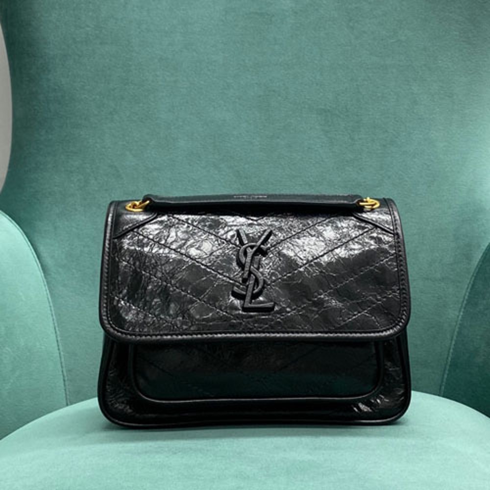 생로랑 니키 숄더백 스몰 블랙 금장 633160