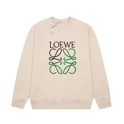 로에베 모노그램 배색 로고 자수 맨투맨 베이지