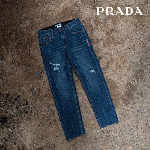 Prada 프라다 진청 데미지구제 데님